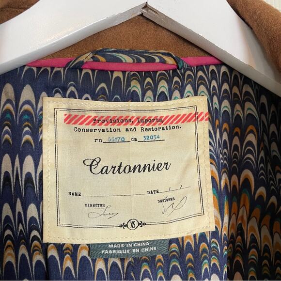 Anthropologie Cartonnier Sienna Tobacco Cocoon Wool Blend Coat Lined - Picture 9 of 10